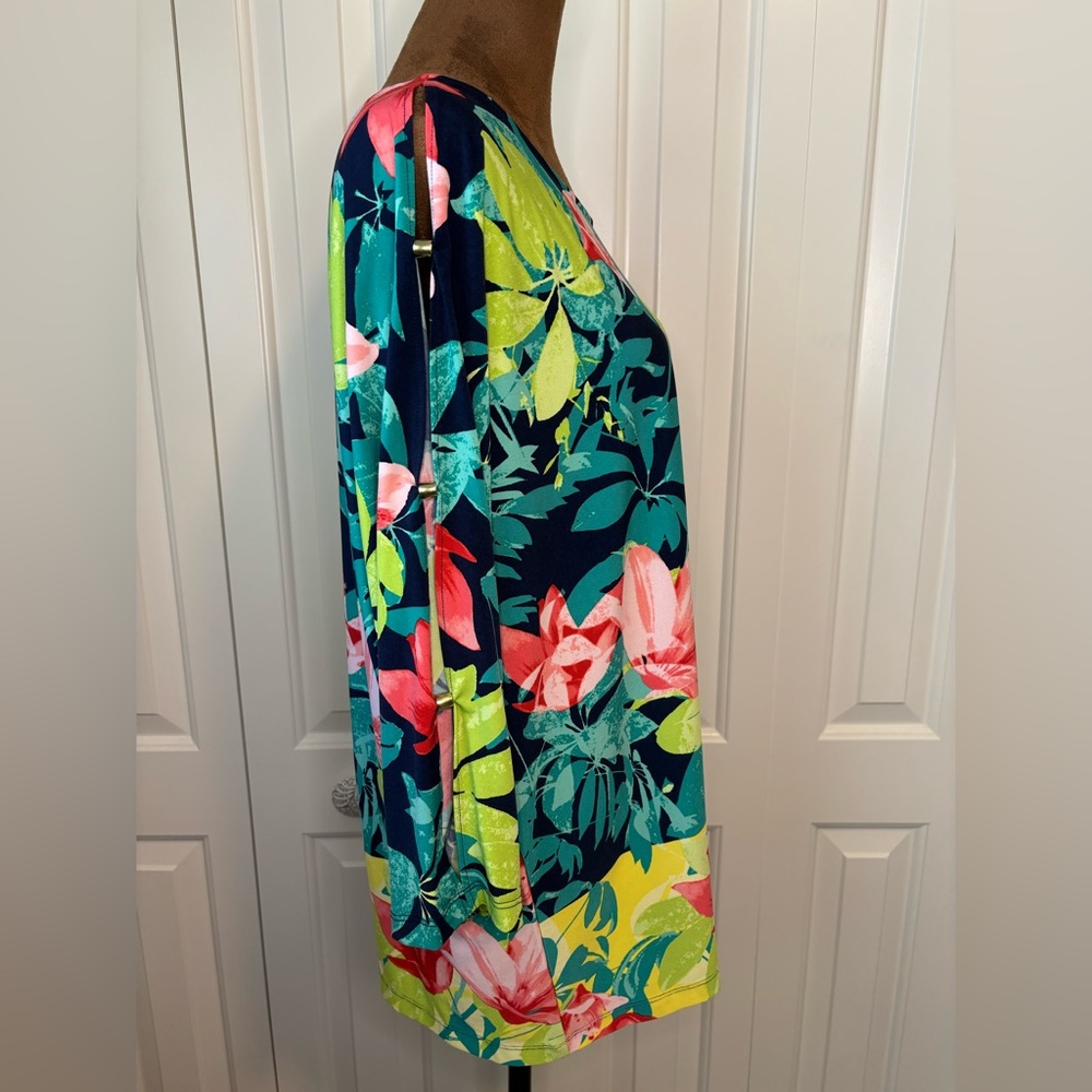Ruby Rd. Floral Open Sleeve Colorful Top NWT - Picture 2 of 10